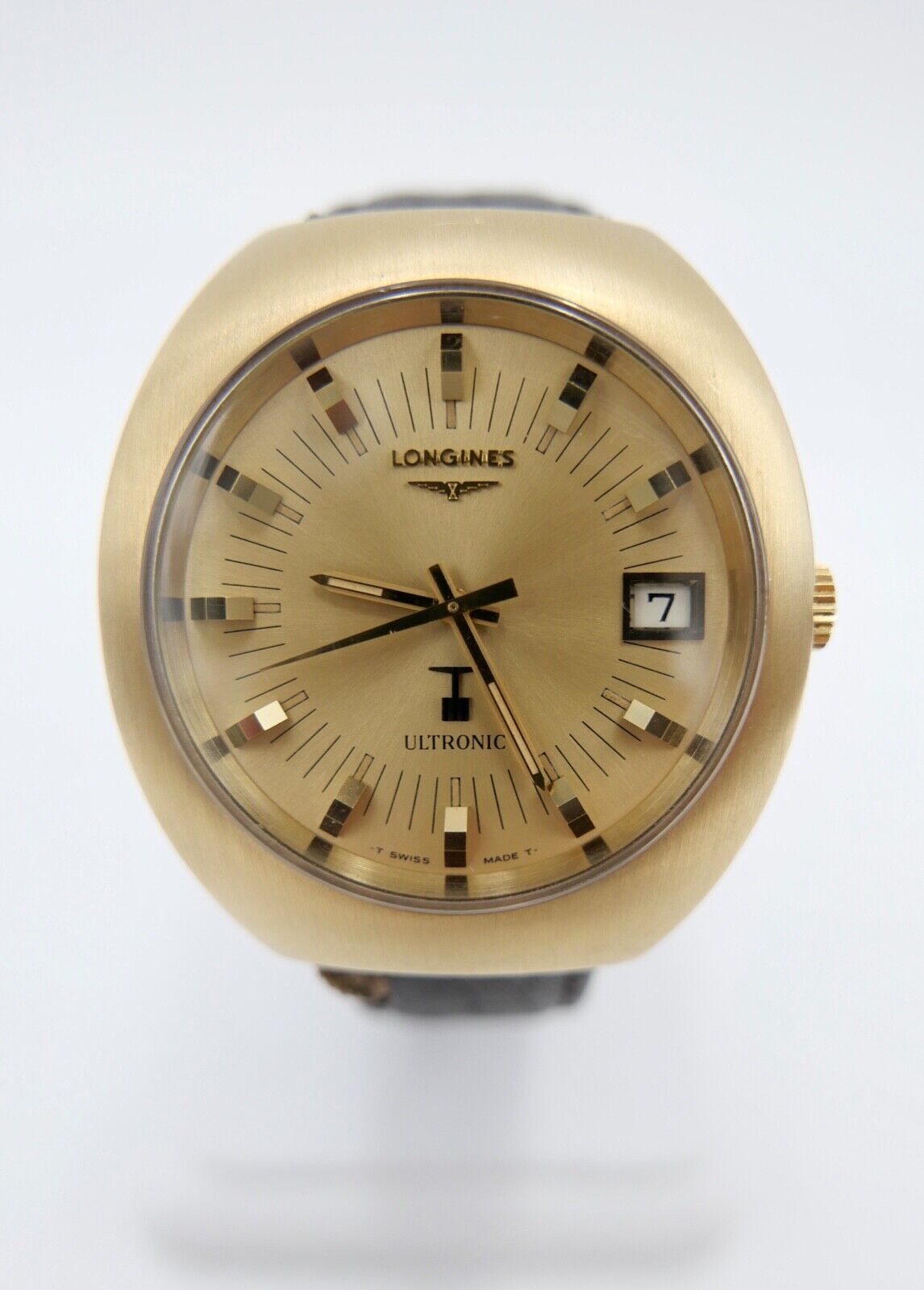 Vintage 70er LONGINES ULTRONIC 40x43 mm Gold Cal. 6312 Herrenuhr 6253 8494-1 