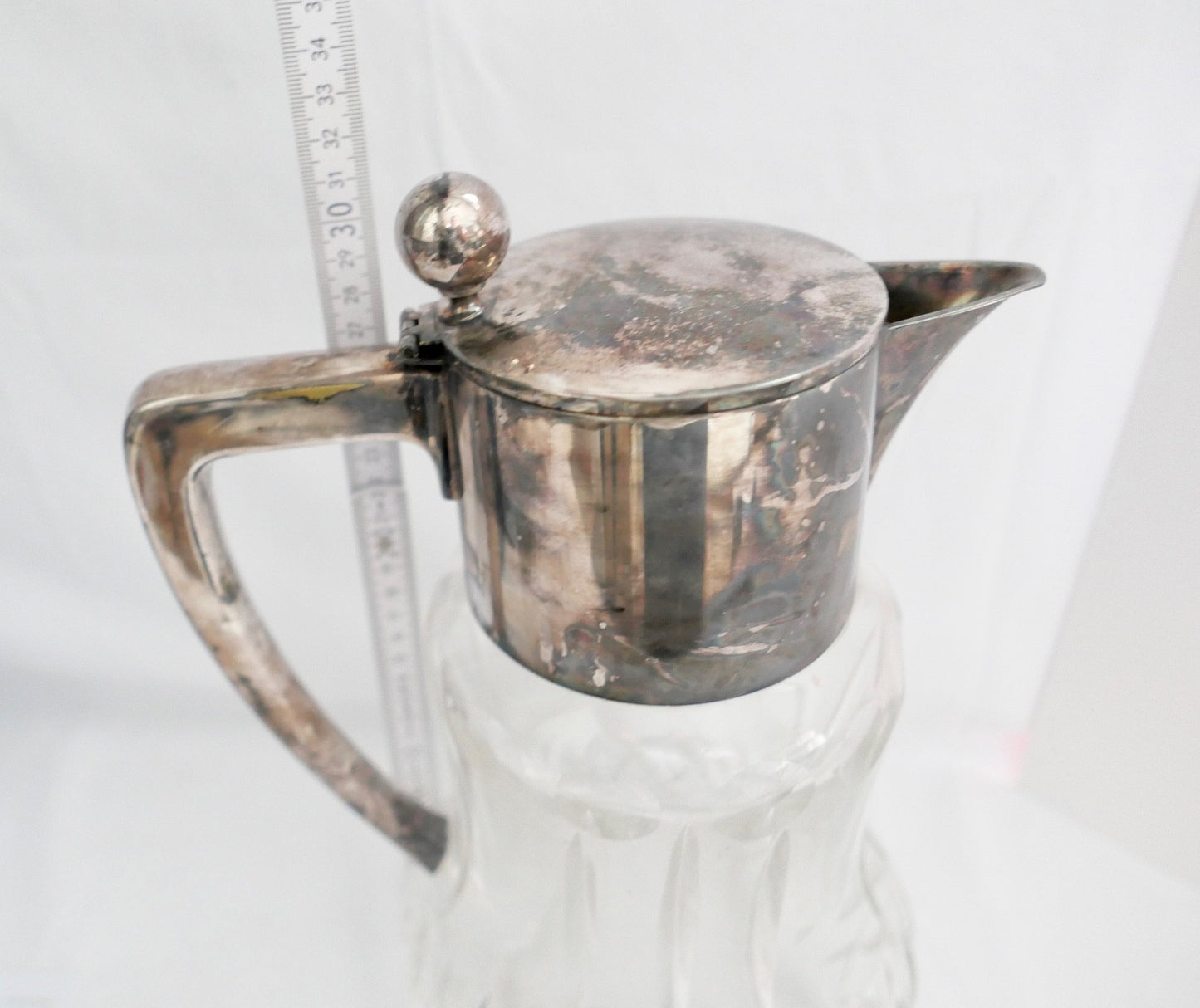 schwere Karaffe Floreat Bleikristall Versilbert Art Deco 30-40er Jahre