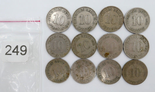 16x 10 Reichspfennig  1875 1876 1896-1913 Jäger J. 4 & 13