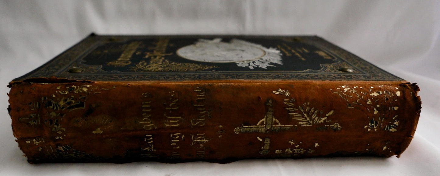 19. Jh  Evangelisches Haus-Predigtbuch Prachteinband Goldprägung Bibel Enßlin