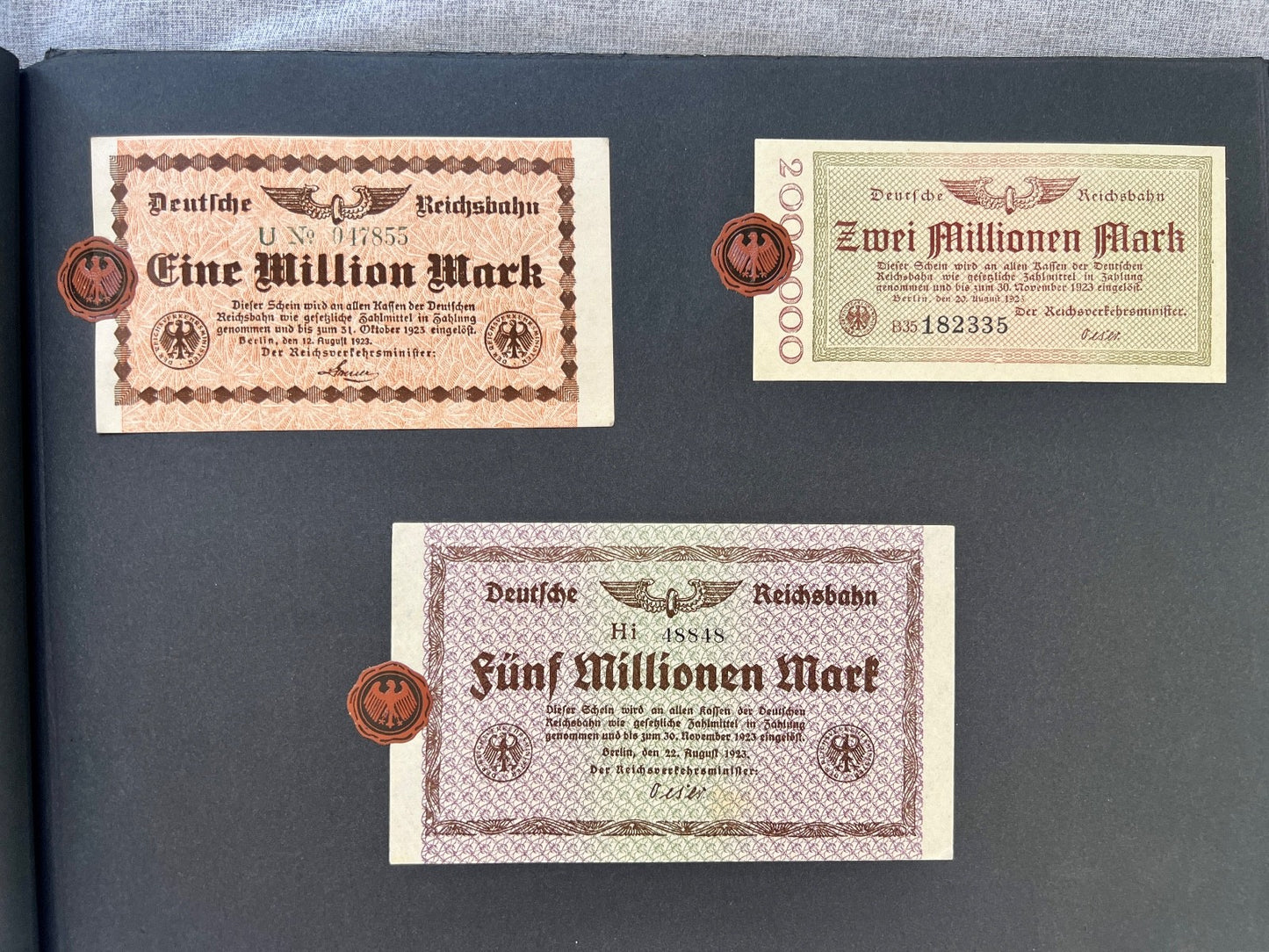Album  116x Inflation Geldscheine Ro. Banknoten Mark Reichsbahn Mrd Mio UNC
