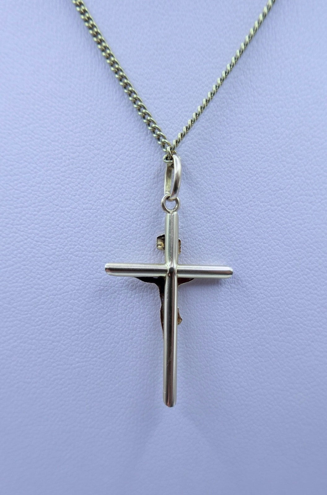 1980er Religiöser Kreuz Kruzifix Anhänger Gold 750 18K Jesus Christus AR Italien