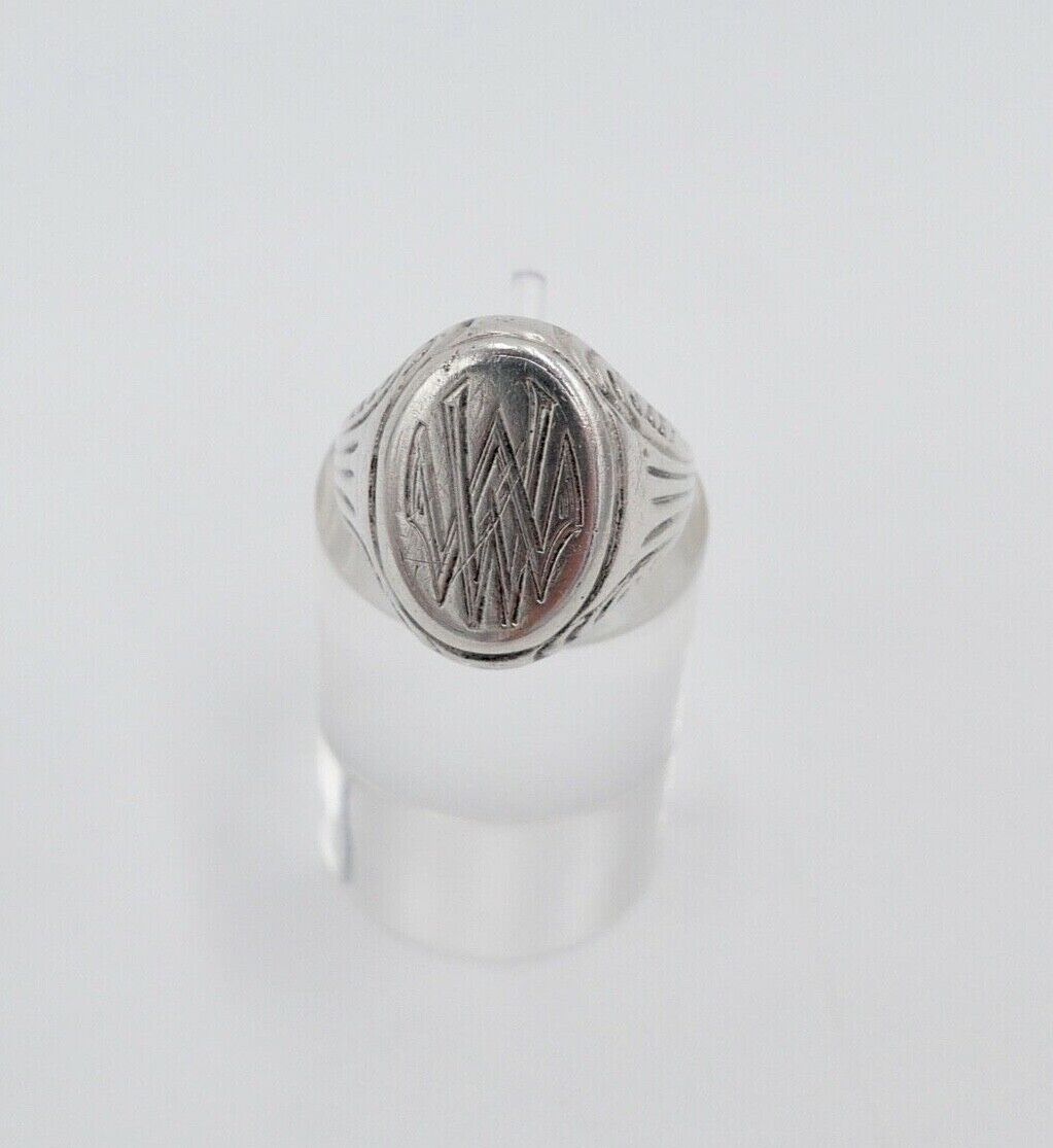 Alter Art Deco Siegelring Herrenring Monogramm WW / MM 835 Silber Größe 55