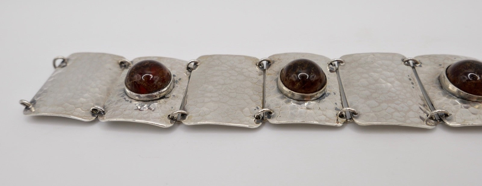 70er Vintage Armband Silber 925 Bernstein Adolf Regelmann gehämmert Handarbeit