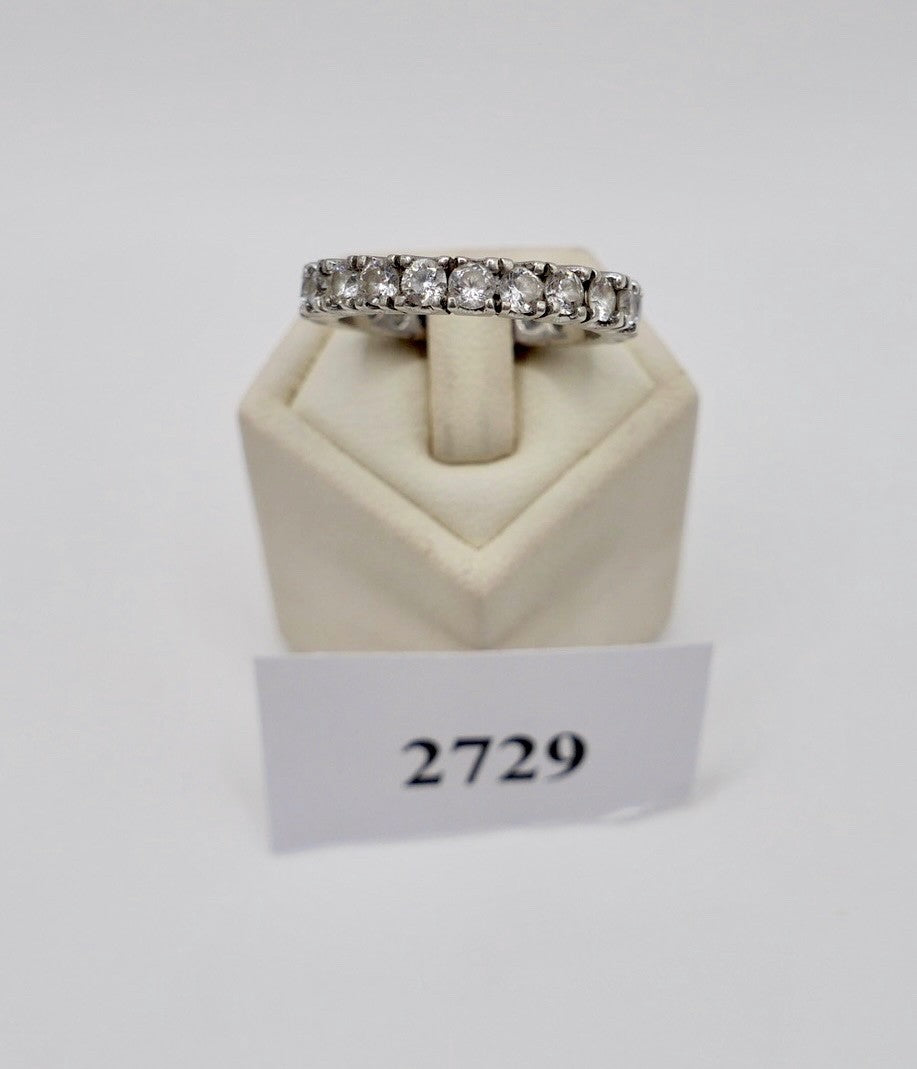 Alter eleganter Silber Memory Eternity Ring 925er Silber Zirkonia Besatz Gr. 58