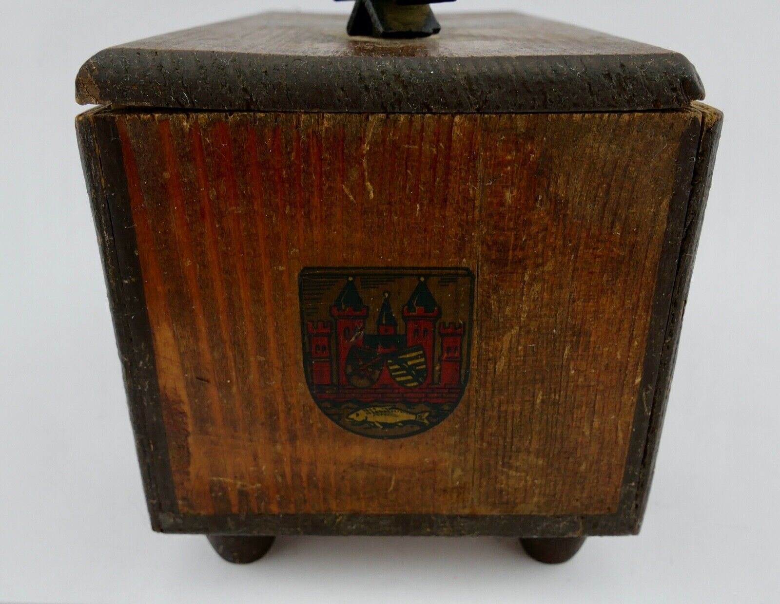 Antike um 1900 Holz Schatulle Box Münchner Kindl  18x11 cm Bayern München