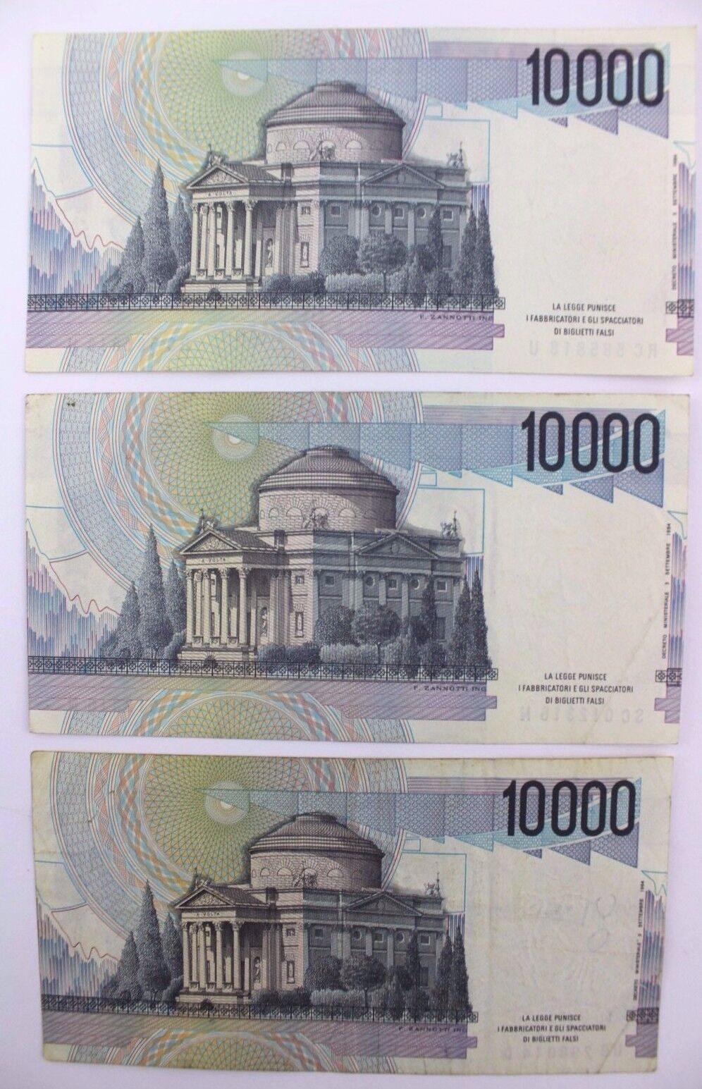 3x 10000 Lire Diecimila Italy Banknoten 1984 Guter Zustand good condition bill 