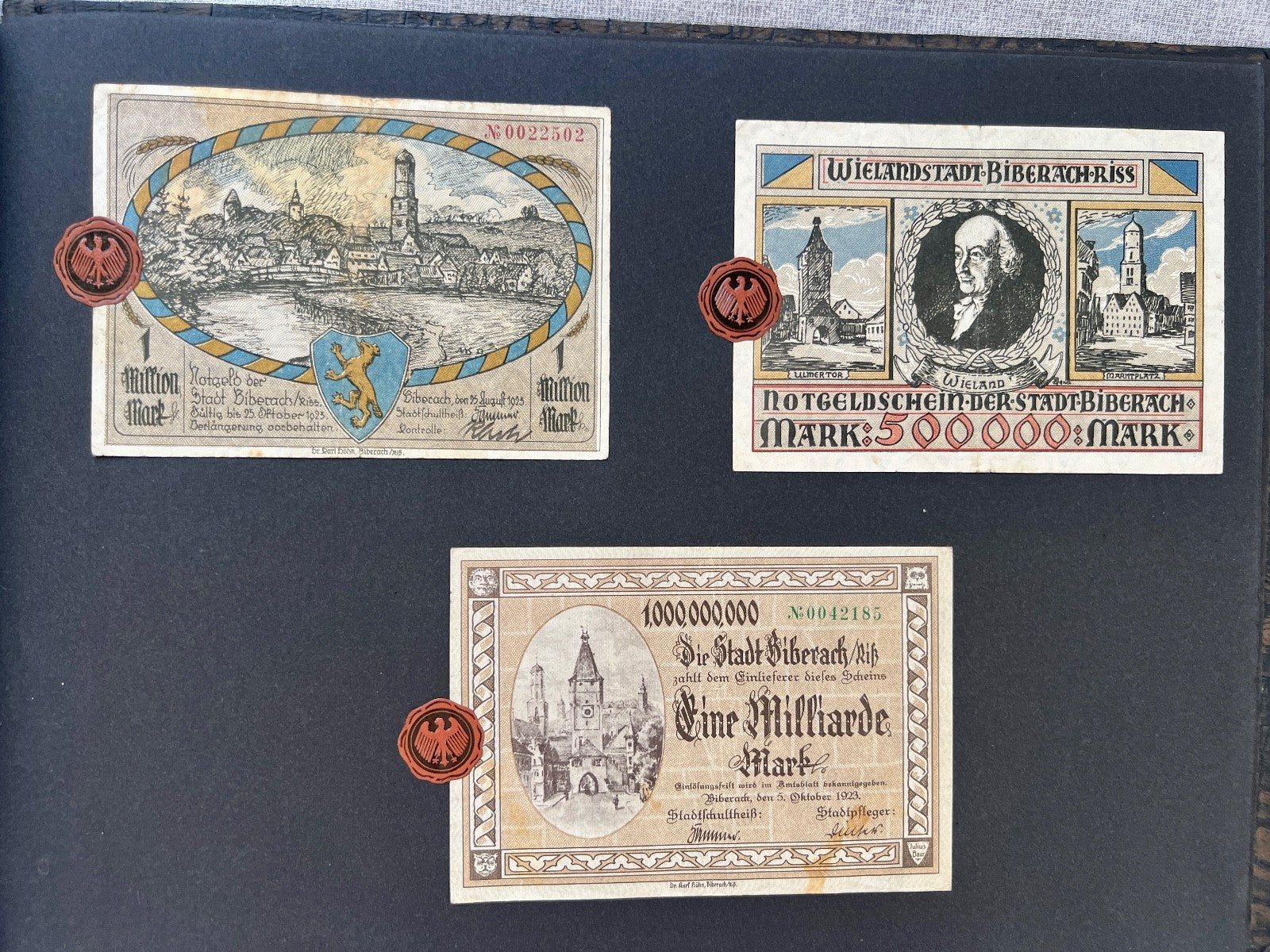 Album  116x Inflation Geldscheine Ro. Banknoten Mark Reichsbahn Mrd Mio UNC