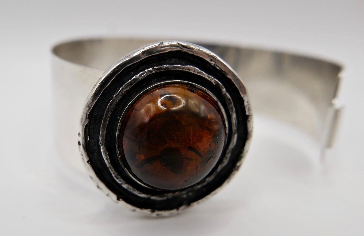 Vintage Silber Armspange Prerow Fischland 925 Sterlingsilber Bernstein Armband