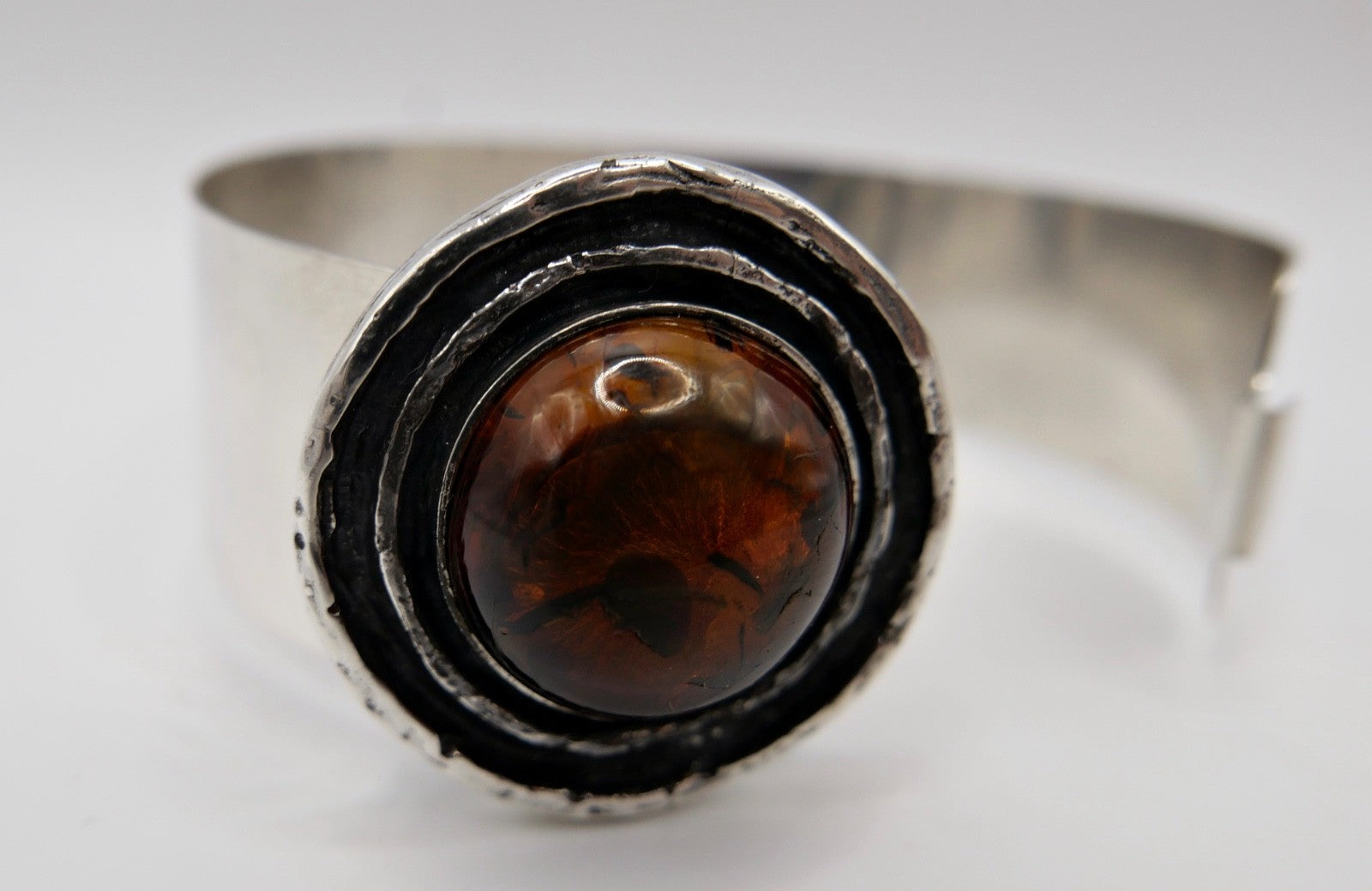 Vintage Silber Armspange Prerow Fischland 925 Sterlingsilber Bernstein Armband