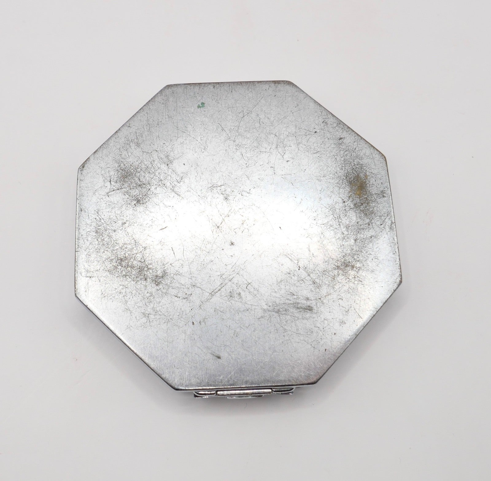 alte Puderdose mit Spiegel Bernstein butterscotch Ø 7,5cm