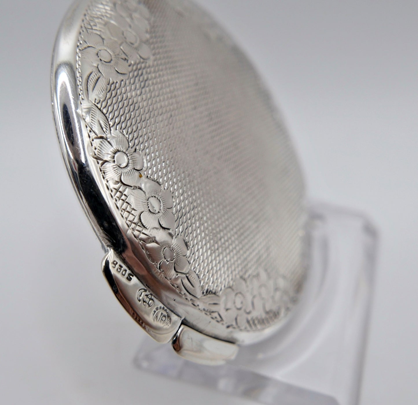 Antike Silber Puderdose Josef Pauser Schwäbisch Gmünd 830S Guilloche Jugendstil