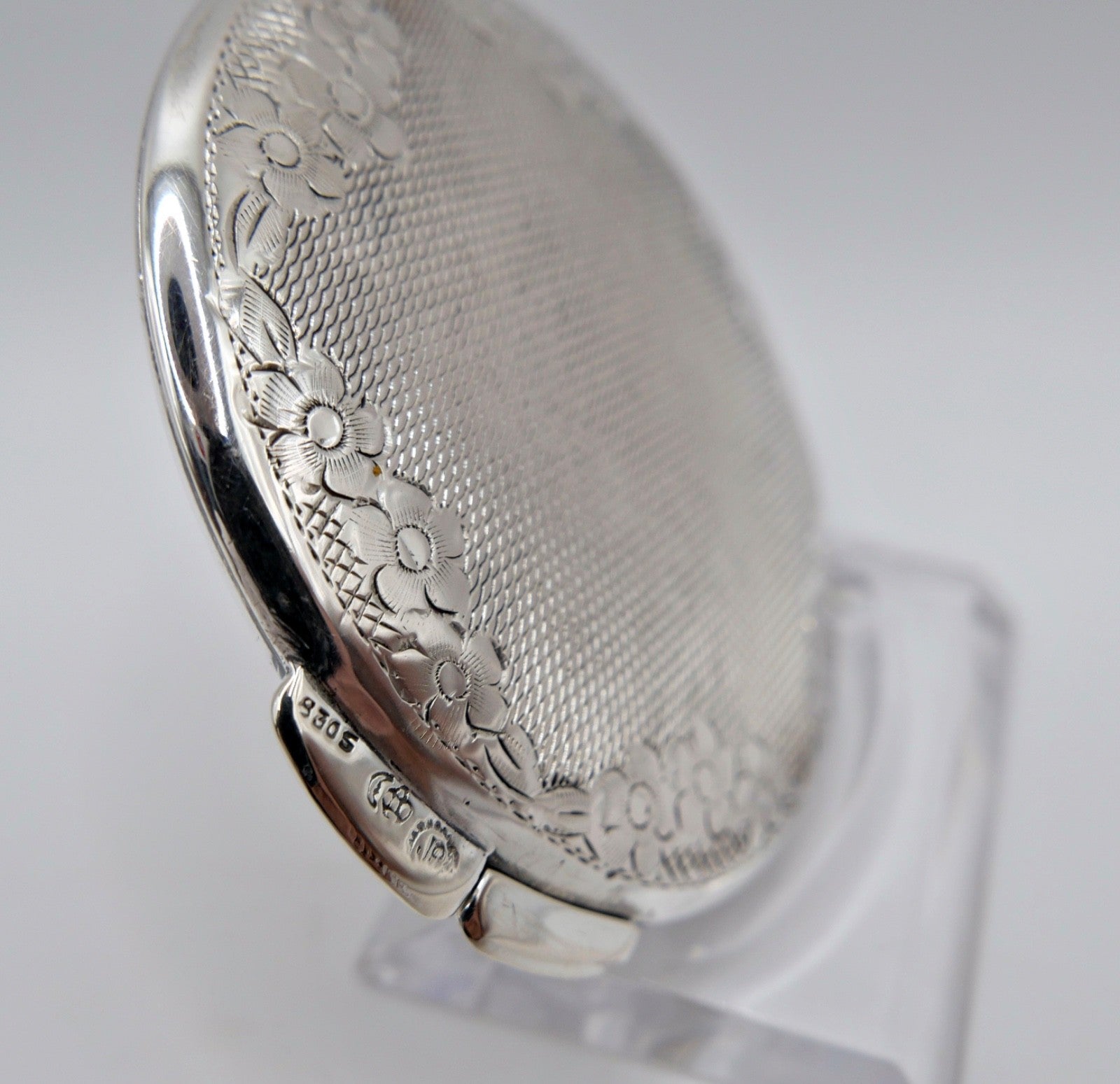 Antike Silber Puderdose Josef Pauser Schwäbisch Gmünd 830S Guilloche Jugendstil