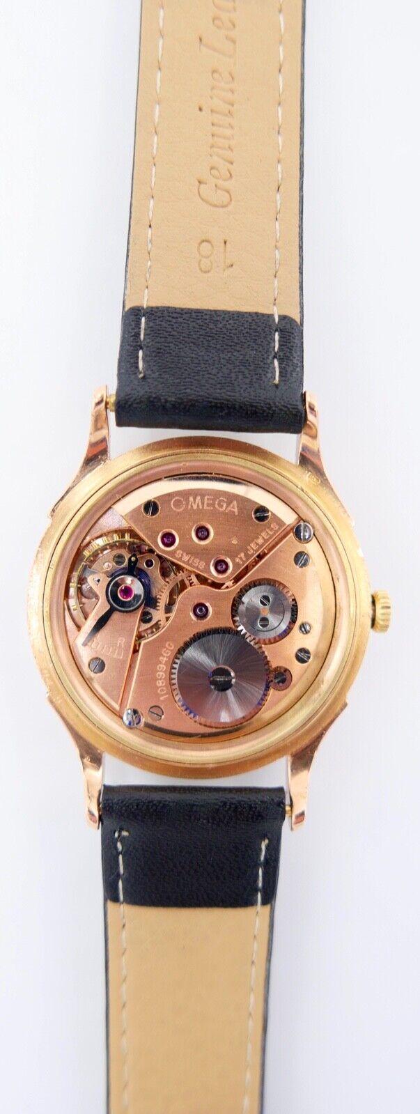 750 Gold 18K Bj. 1944 Klassische Omega 2415 Armbanduhr Leder Watch Herren 