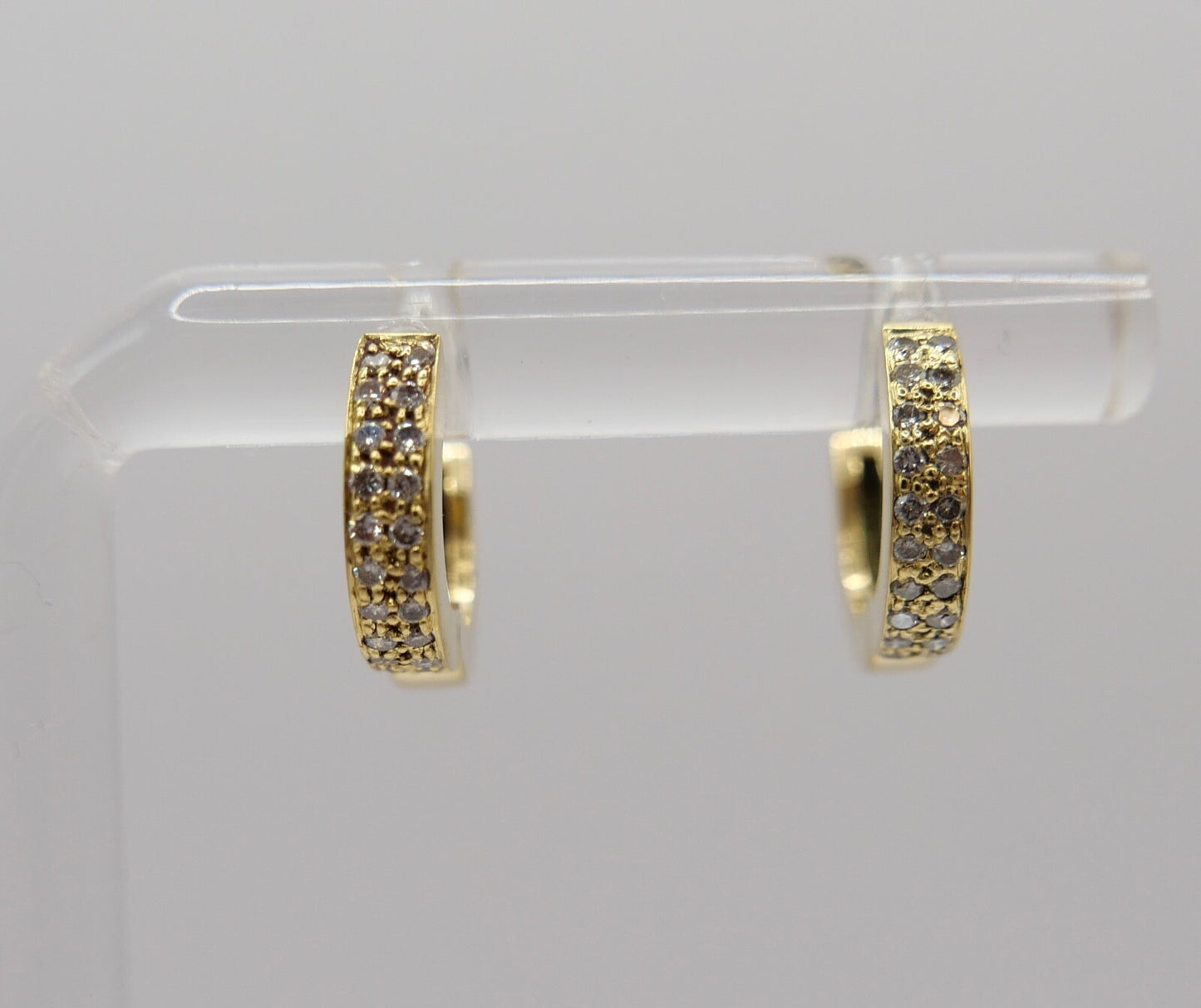 0,4 Ctw Diamant Creolen 750 18K Gelbgold 40 Brillanten besetz Ohrringe 90er