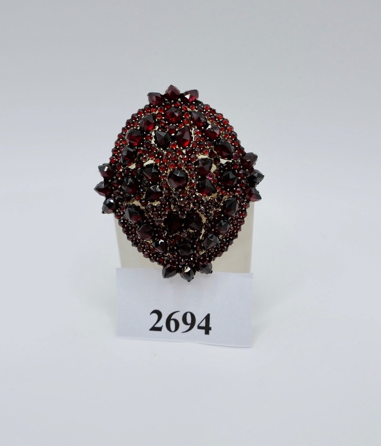 Antike Granat Brosche Böhmische Granaten Silber vergoldet um 1900