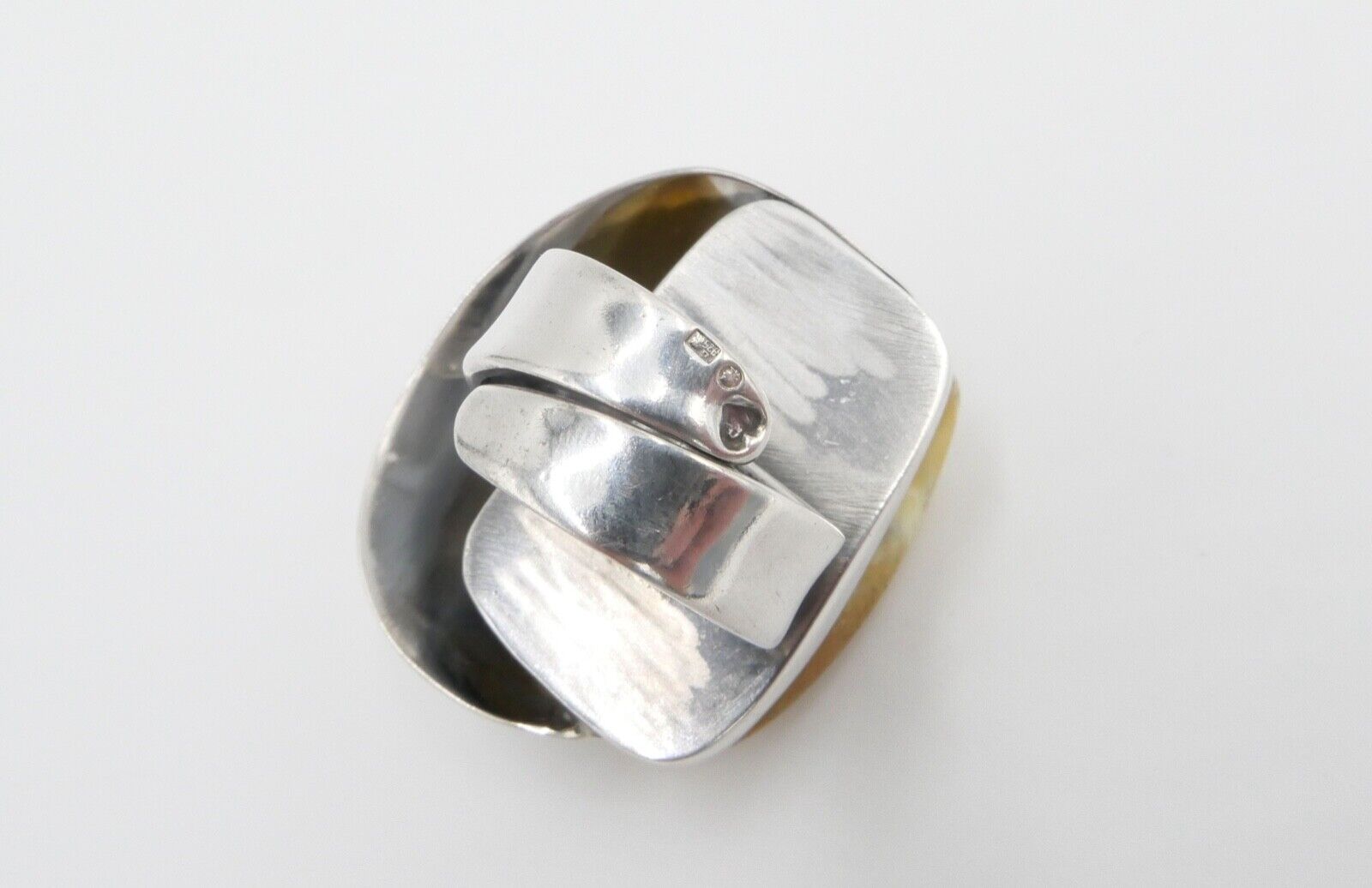 80er Jahre Designer Ring Bernstein Silber 925 Gr. 60 Frauenkopf G Danzig Polen