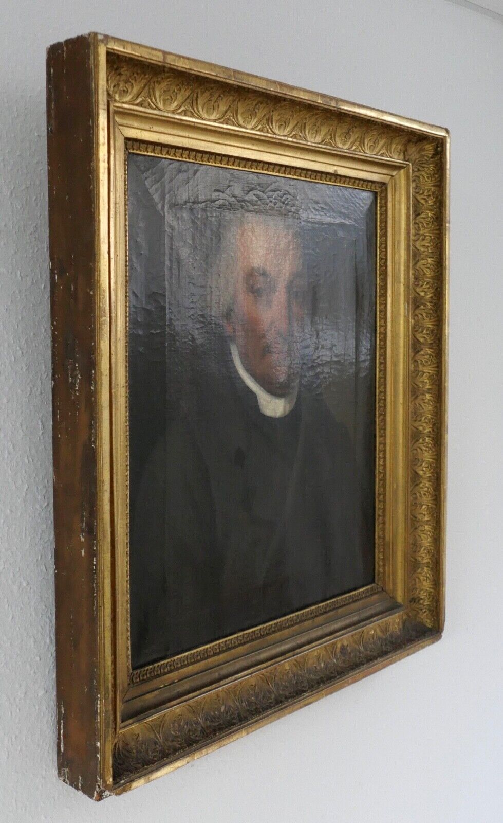 80 x 69 cm Gemälde Biedermeier Herr Portrait Mann Öl auf Leinwand Goldrahmen