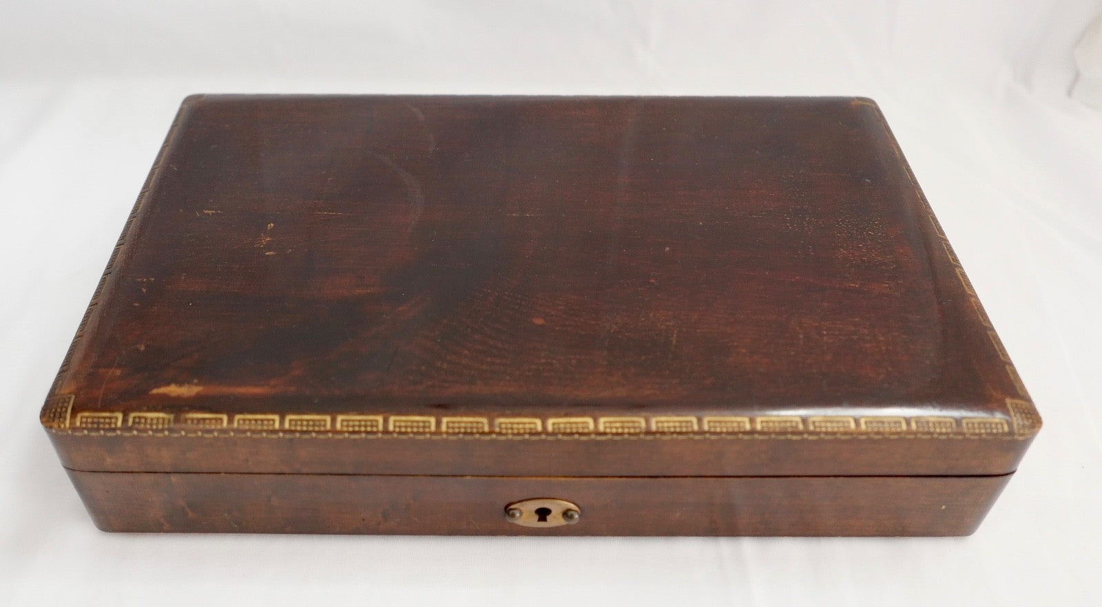 alte antike Schatulle Holzkassette Kartenspiel Holzkästchen Kartenaufbewahrung