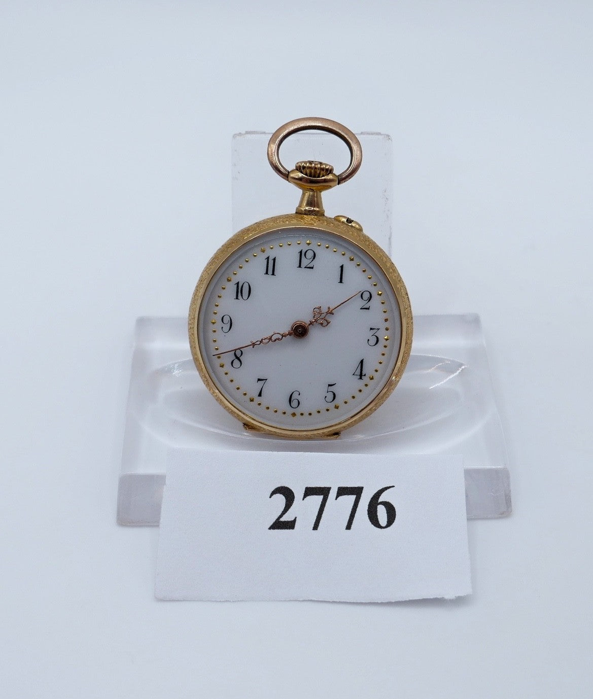Antike Florale Gold Taschenuhr 14K 585 Remontoir Emaile um 1900 open face