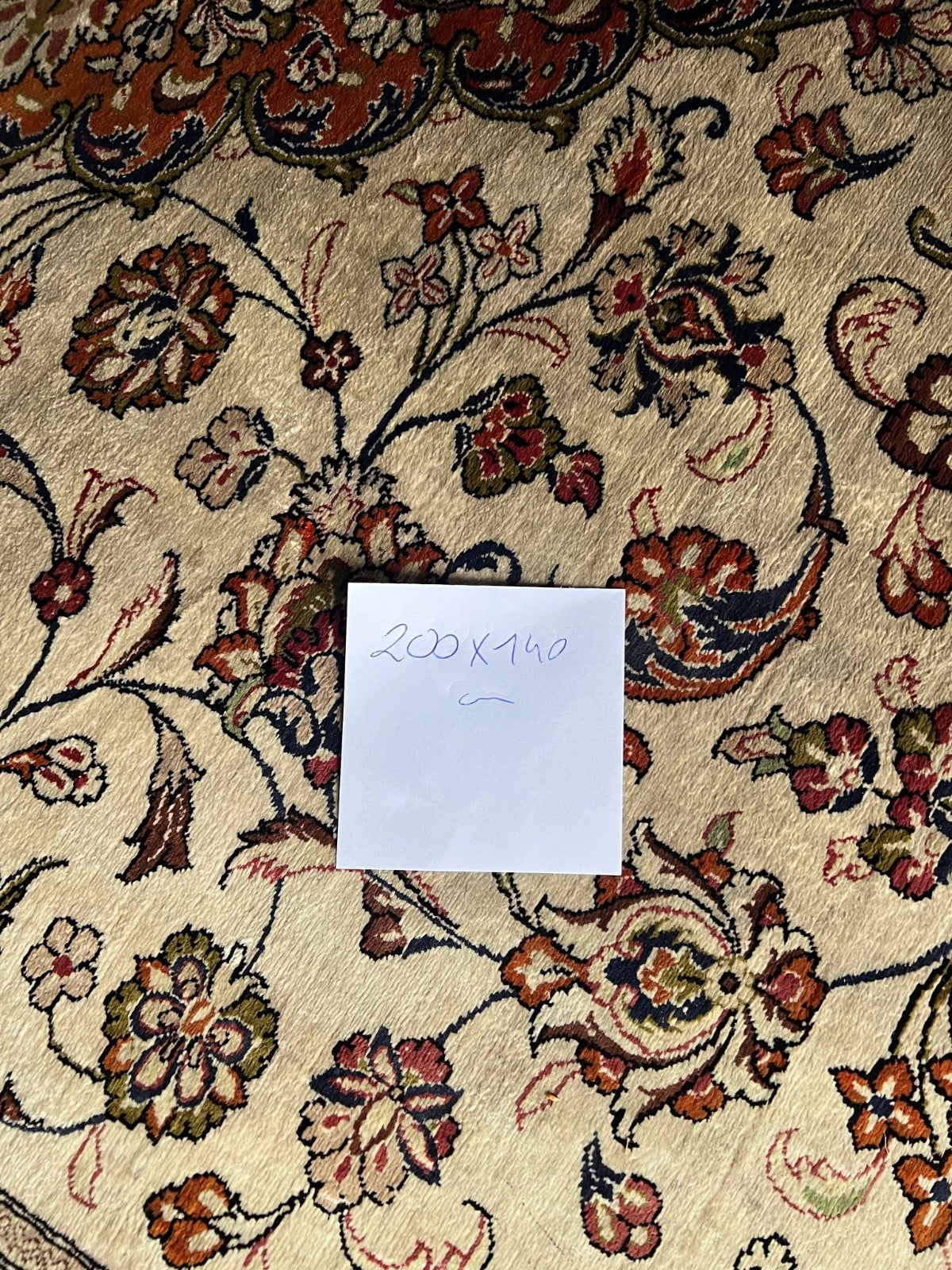 Seide Kashan alter Orientteppich Perserteppich old carpet 200 x 140 cm