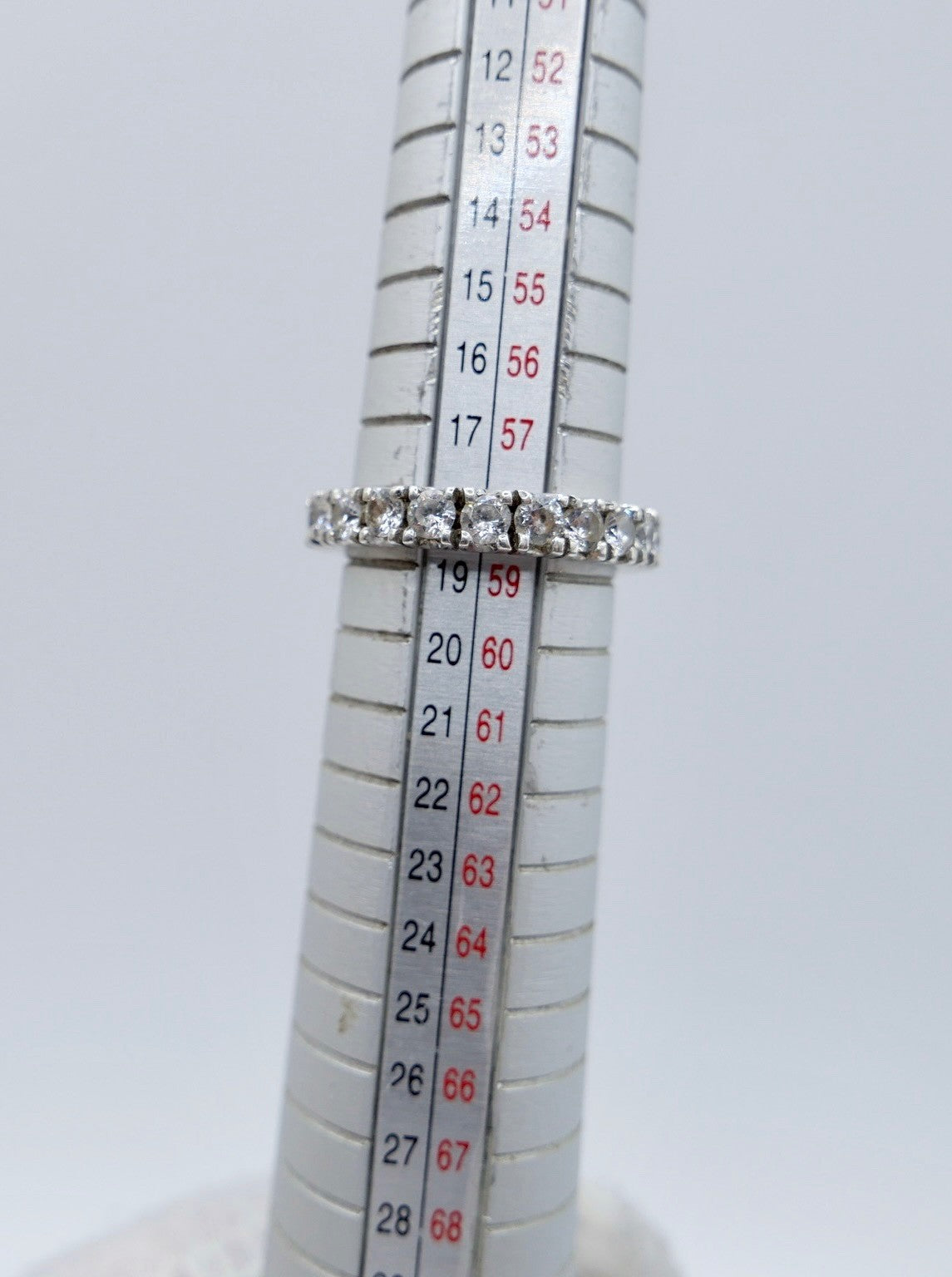 Alter eleganter Silber Memory Eternity Ring 925er Silber Zirkonia Besatz Gr. 58