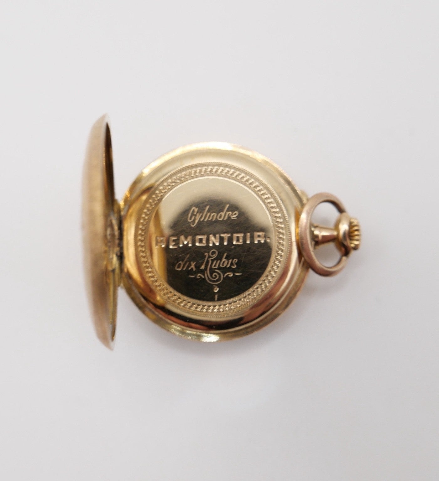 Antike Florale Gold Taschenuhr 14K 585 Remontoir Emaile um 1900 open face