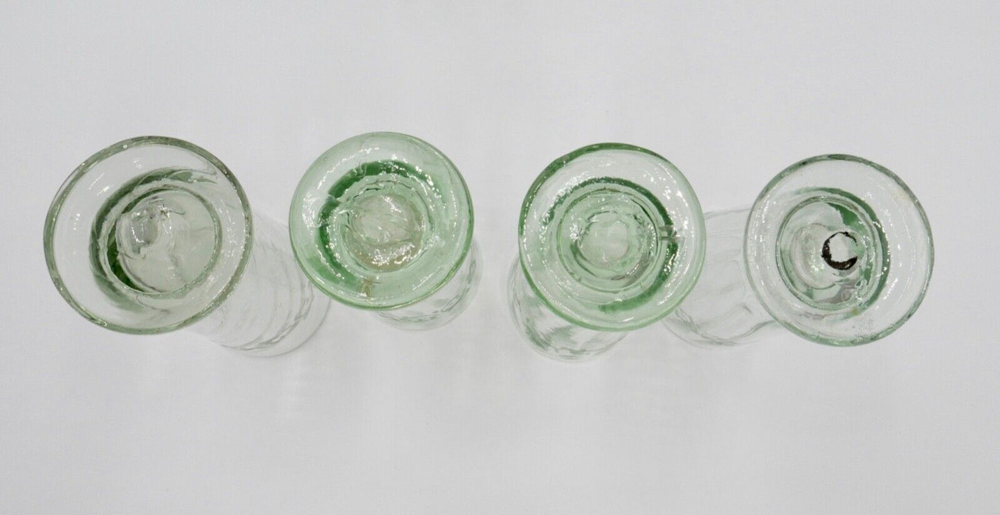 antik Ende 18. / Anfang 19. Jhd grünstichiges Glas Set Becher Henkelkaraffe