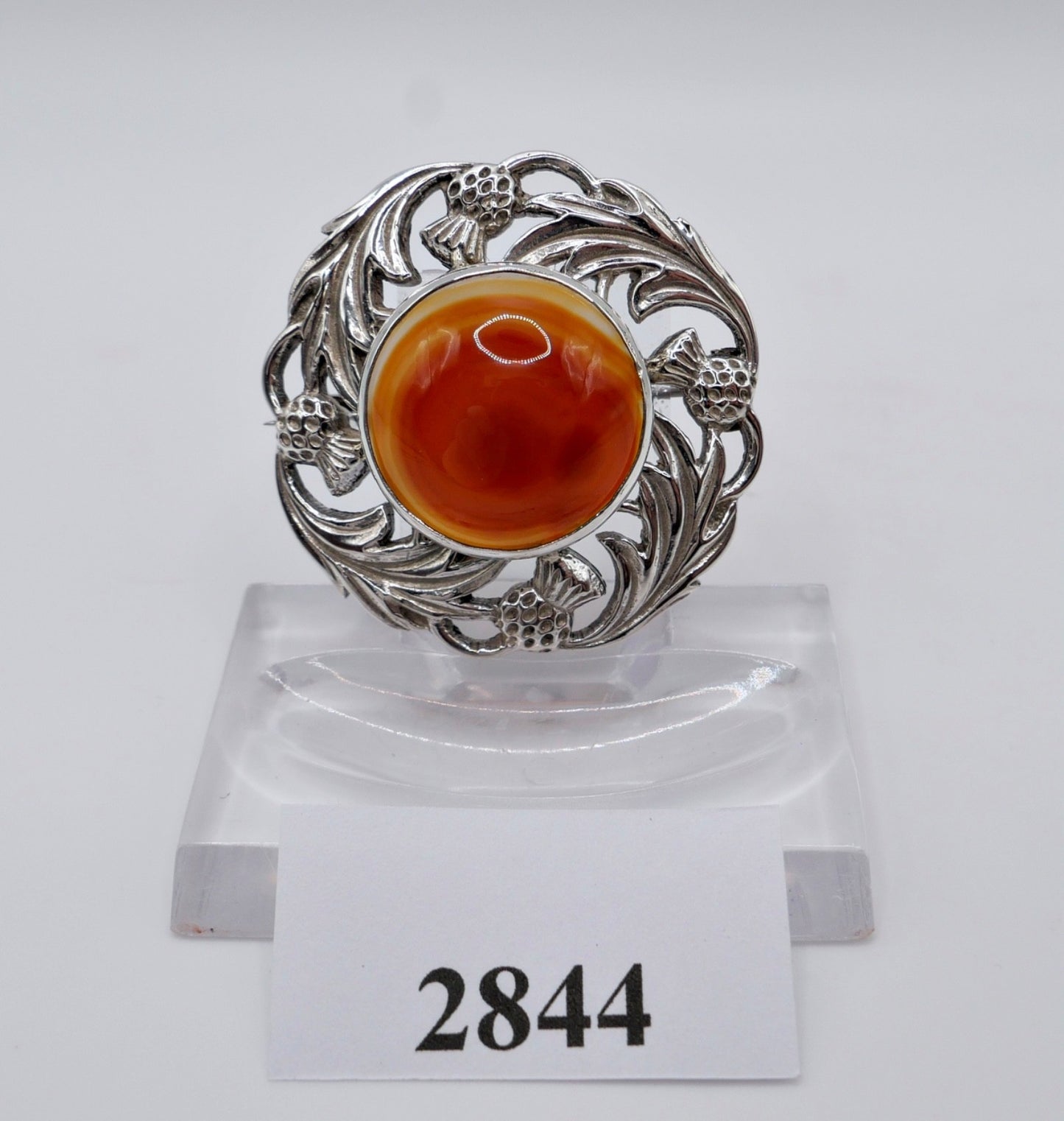 Vintage Thomas Ebbutt Schottland Silber Brosche Karneol Achat Edinburgh T.E.