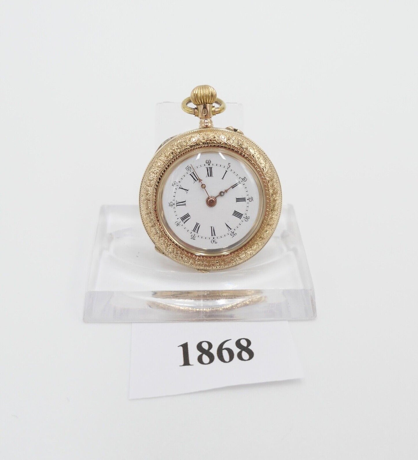 kleine Damen Taschenuhr um 1900 Ø 31mm 585 / 14K GOLD Schweiz Eichhörnchen Punze