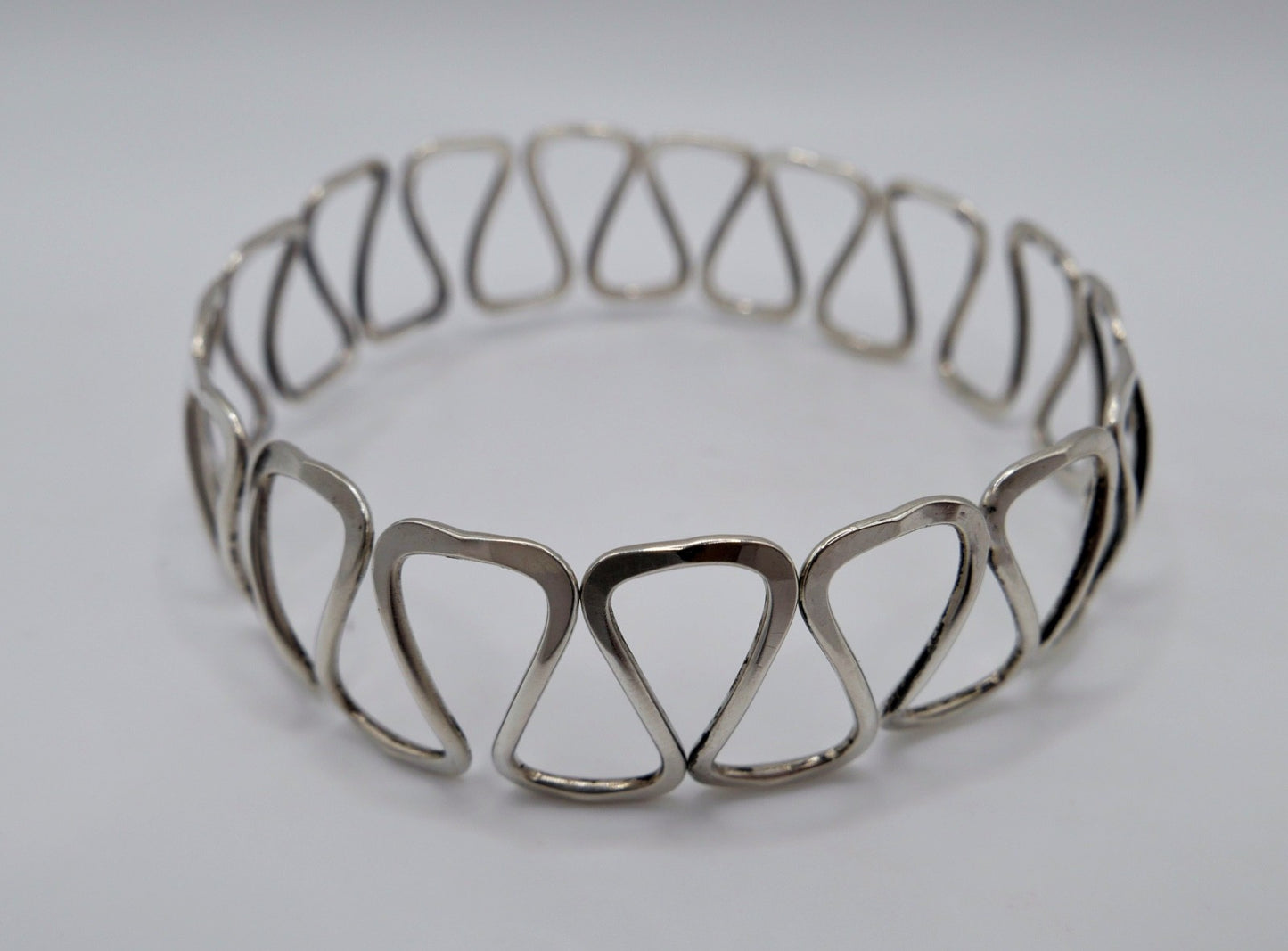 1960er Vintage feiner formbarer Armreif Silber 835 Wellen Muster E/P Armband