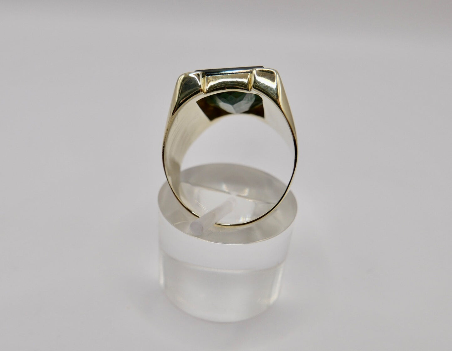 585 Gold Herren Ring  14K Göße 60 mit grünem synth. Spinell