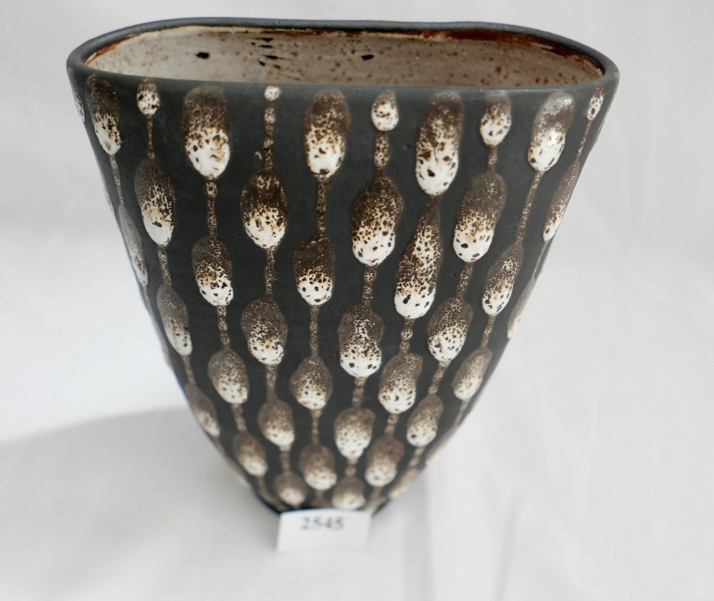 1960er 1970er Keramik Monika Maetzel Blumenvase in schwarz weiß 17 cm Dänemark