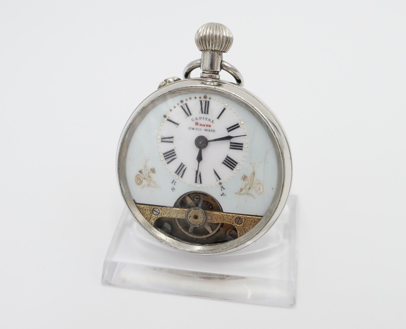 Antike Taschenuhr " CAPITAL " 8 Days pocket watch RAR selten TOP 43,5 mm