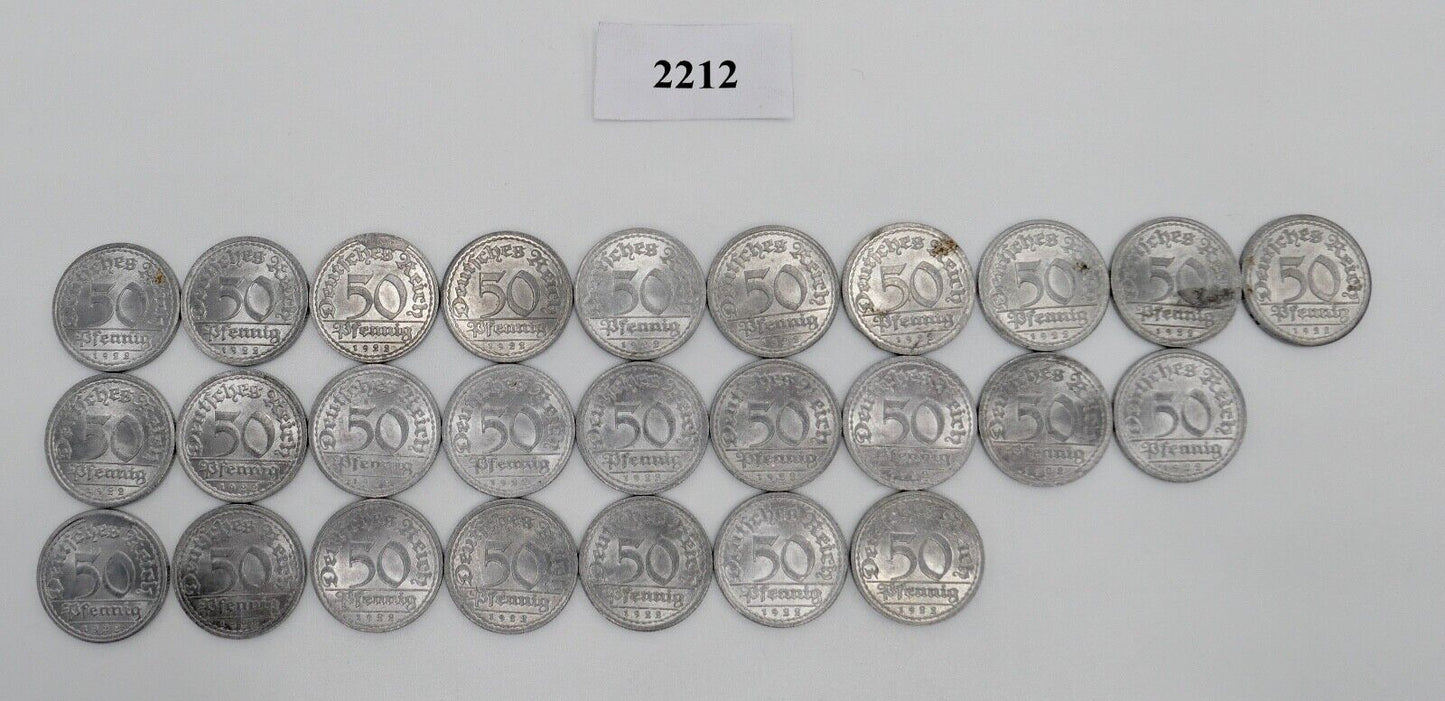 27x 50 Pfennig 1922 E Weimarer Republik  Jäger J.301 ss-vz