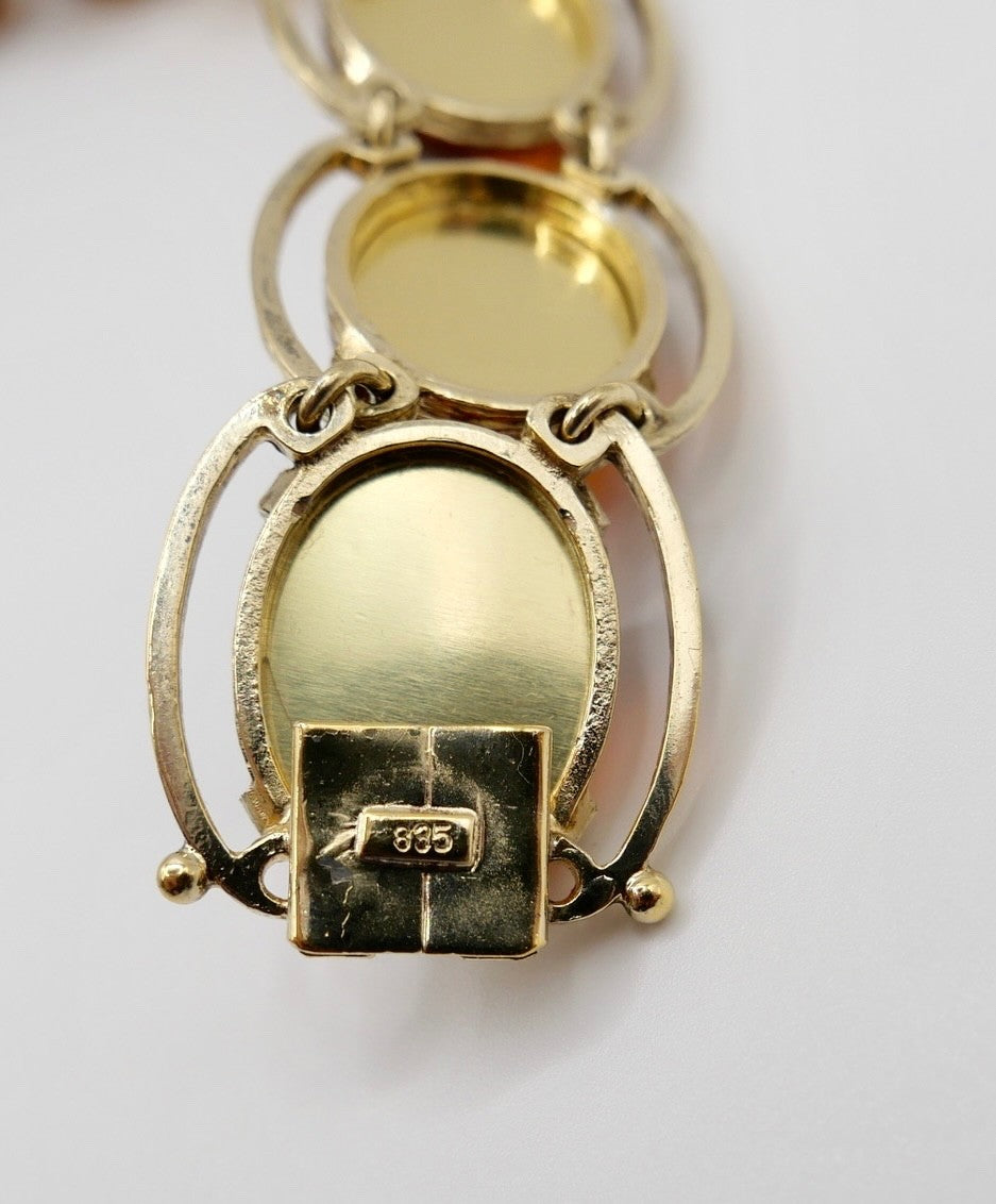 Vintage 835 Silber Armband Gelbgold-Optik mit Bernstein Besatz 19,5 cm