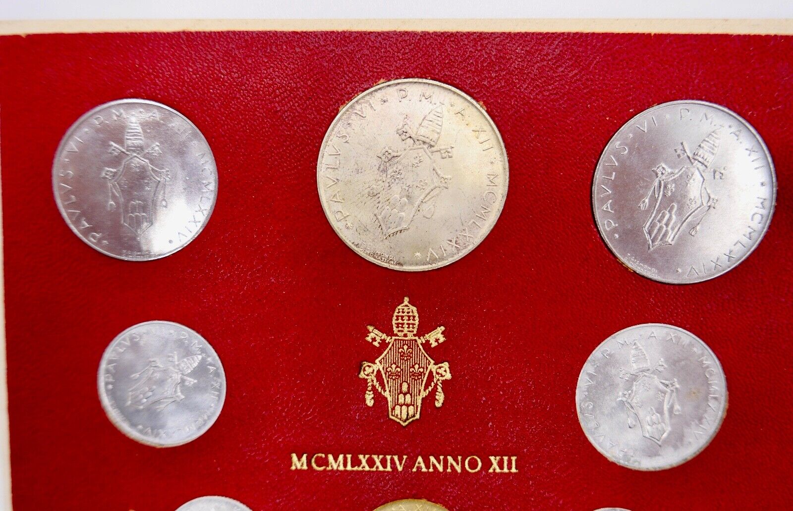 Münzen Set " Citta Del Vaticano " 1 2 5 10 20 50 100 500 lire 1974 Paolo Silber