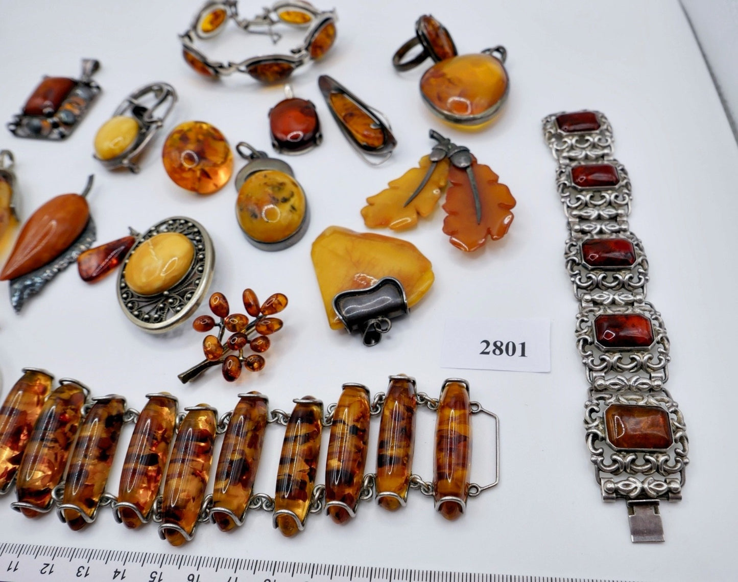 Großes Konvolut Bernstein Schmuck Silber Anhänger Brosche Armband Butterscotch