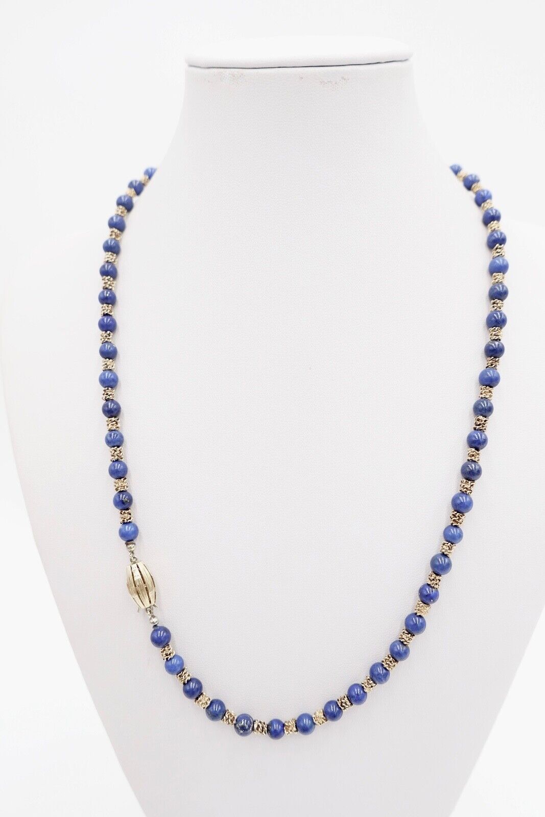 Lapislazuli Lapis Perlen Kugel Kette Collier Gelbgold 750 / 18K