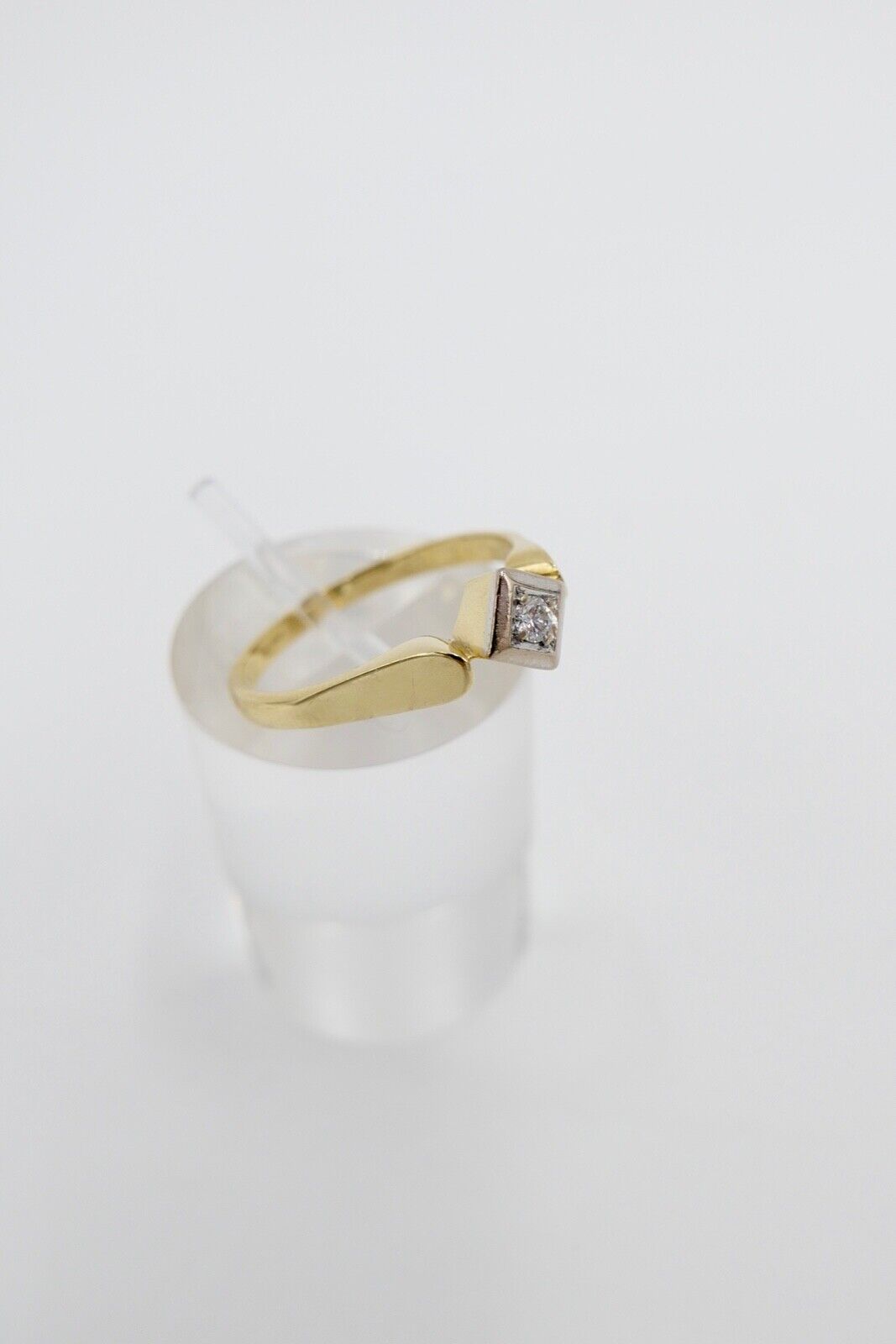 90er Jahre Solitär Ring Gelbgold Gold 585 14K Brillant 0,03 Ct Gr. 57 VVS F