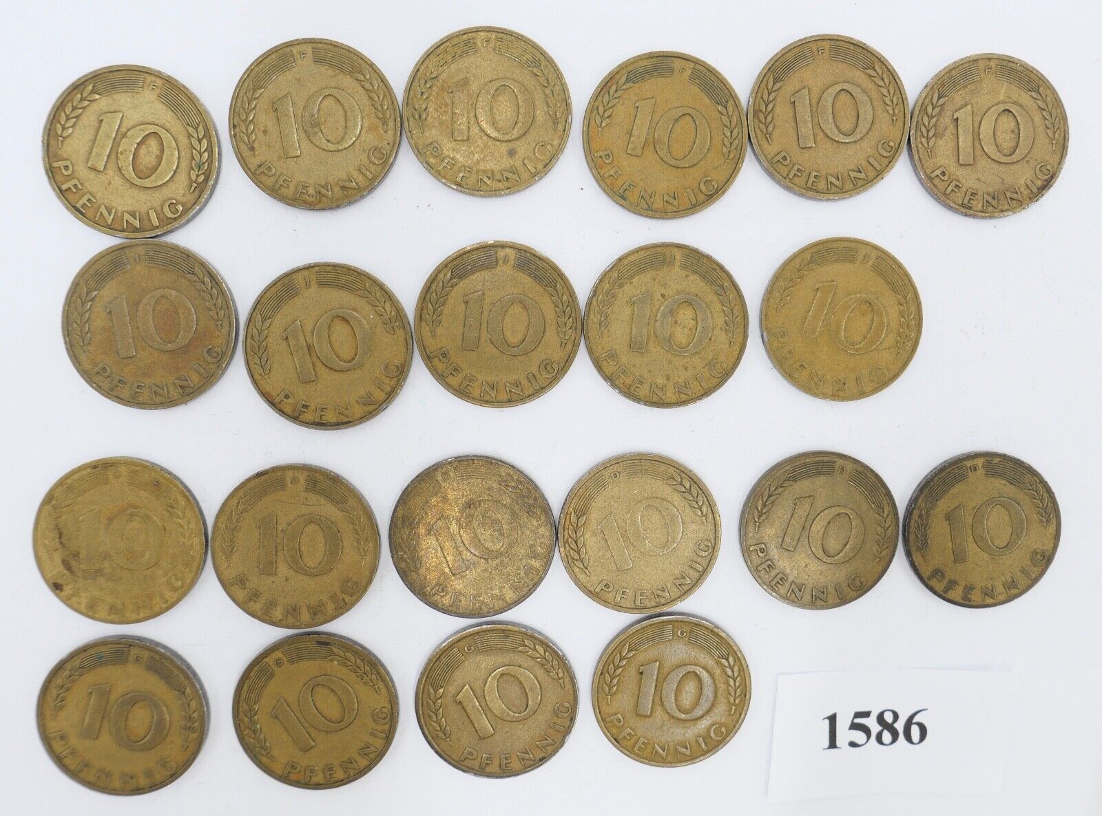 21x 10 Pfennig 1949 D F G J Jäger J. 378 ss-vz