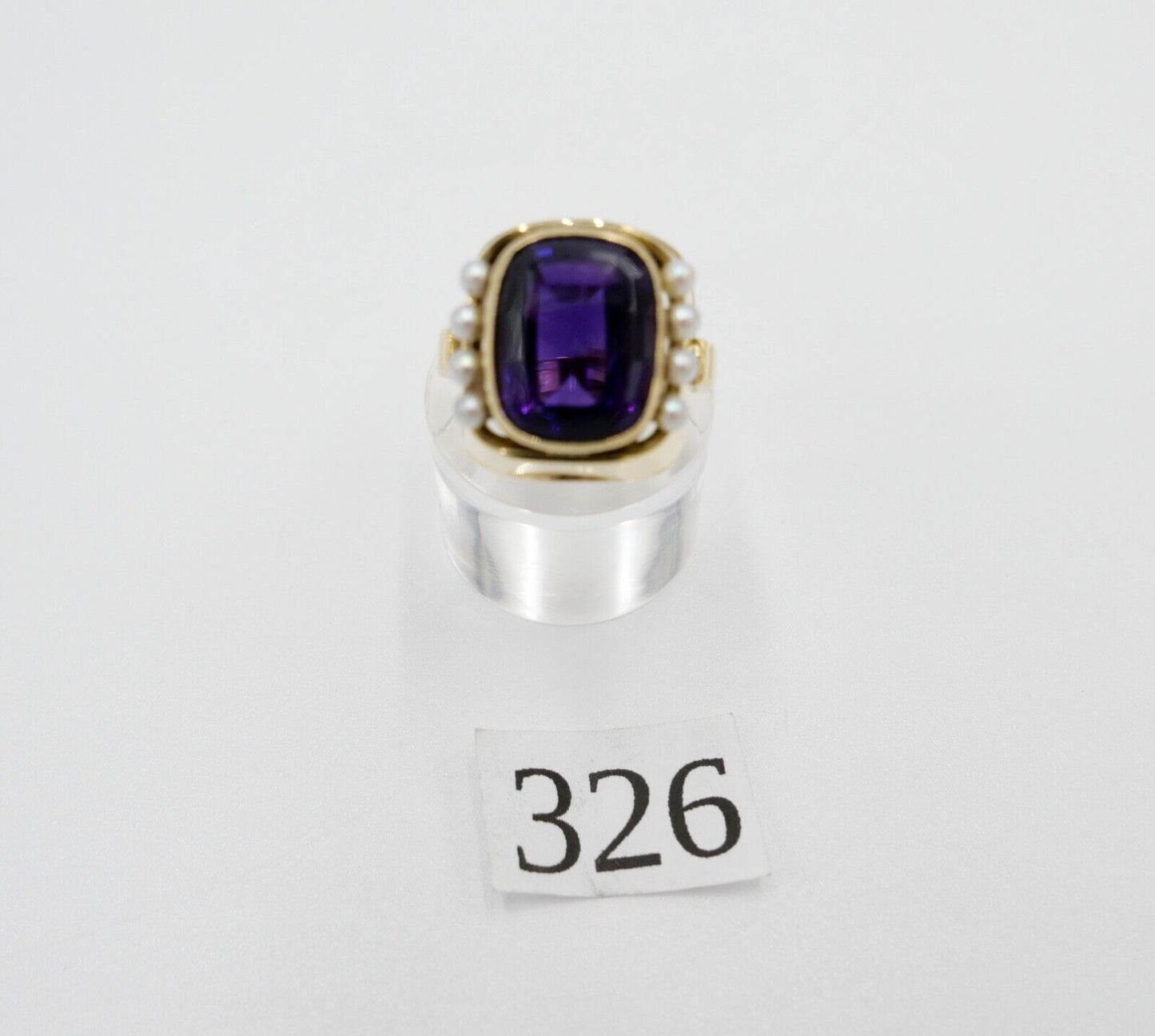 Eleganter Damen Gold Ring 750 em 18K Gr. 55 mit Amethyst & Perlen 9,78 Ct