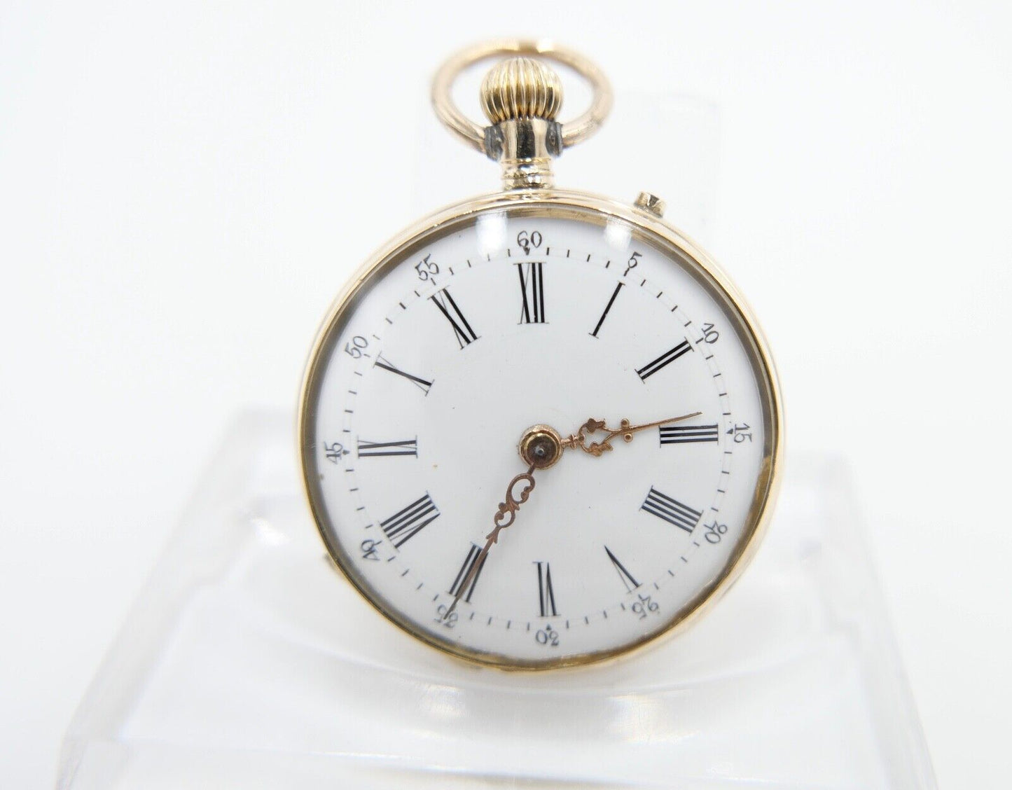 antike Taschenuhr um 1900 Arnold Weber 585 / 14K GOLD 30mm florale Malerei