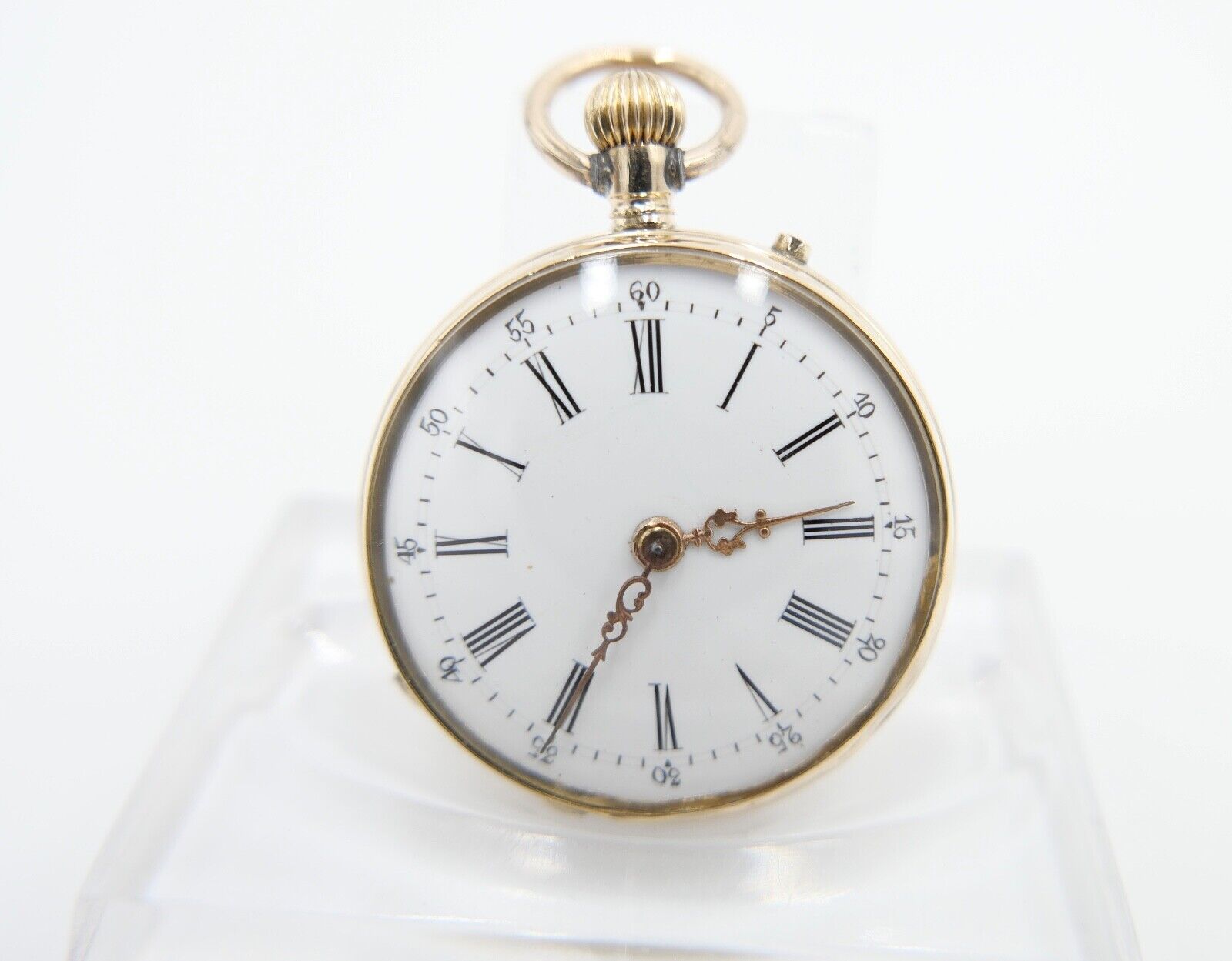 antike Taschenuhr um 1900 Arnold Weber 585 / 14K GOLD 30mm florale Malerei