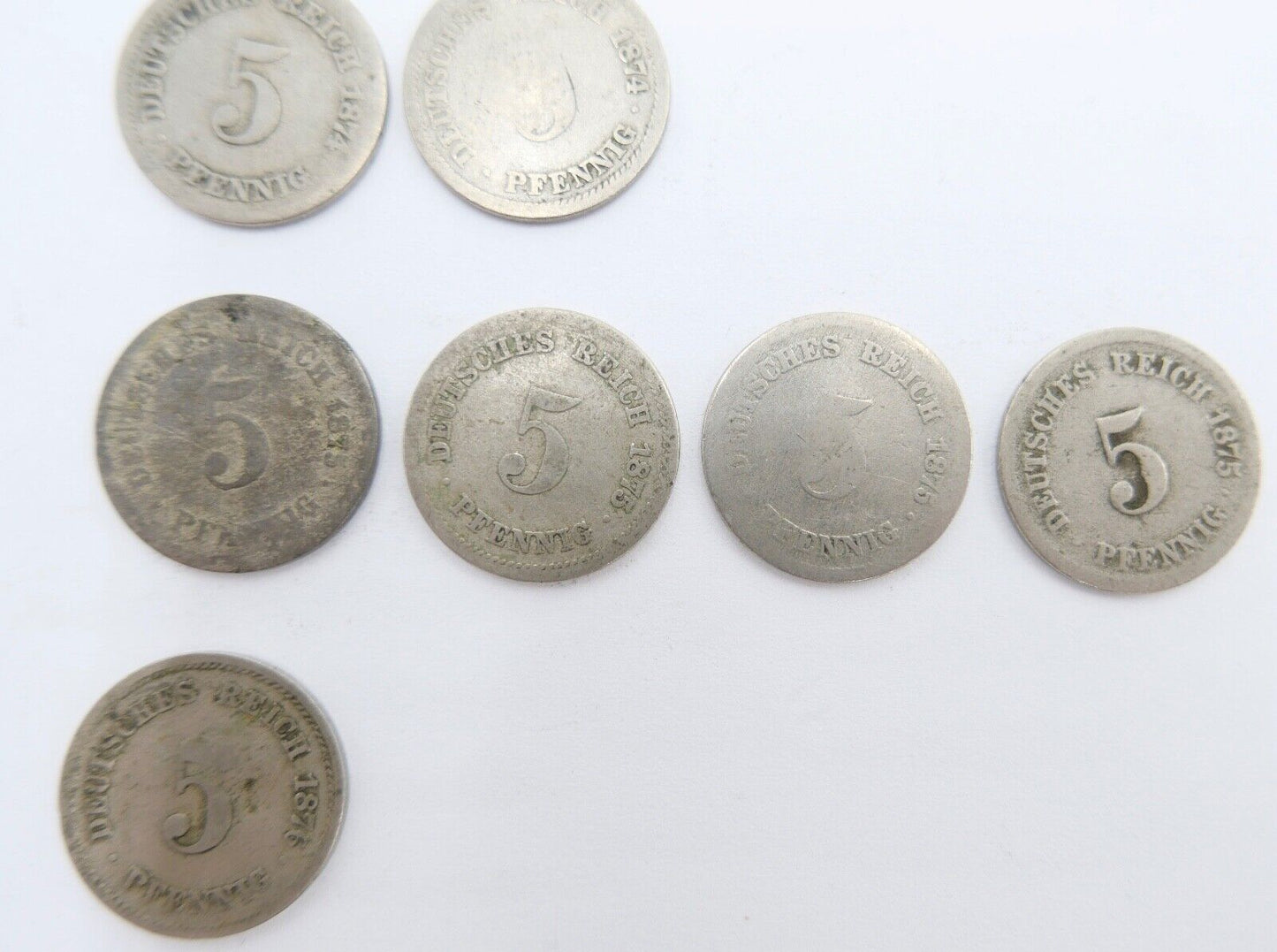 8x 5 Pfennig 1874-1888 Kaiserreich Jäger J.3 ge-s