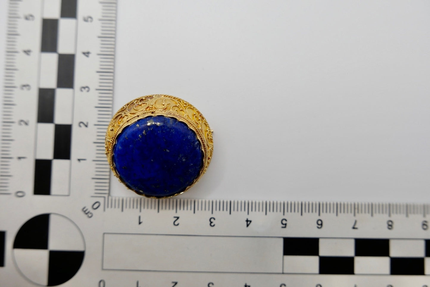 Antike Historismus Brosche um 1880  Lapislazuli  feuervergoldet hart vergoldet