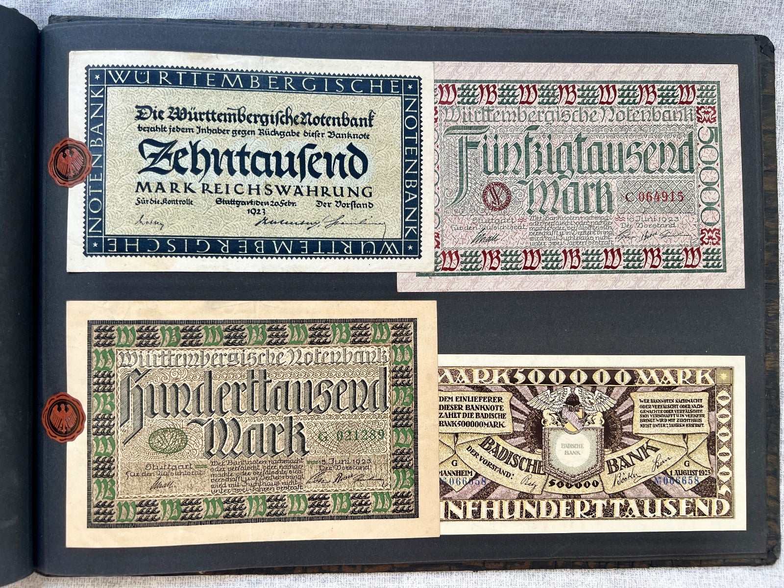 Album  116x Inflation Geldscheine Ro. Banknoten Mark Reichsbahn Mrd Mio UNC