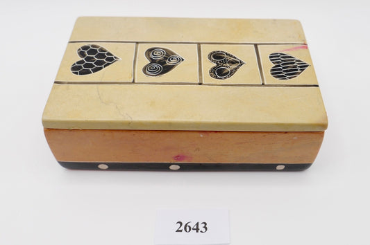alte Kartenbox Kartenaufbewahrung Schmuckschatulle Box Speckstein Kisii mit Herz