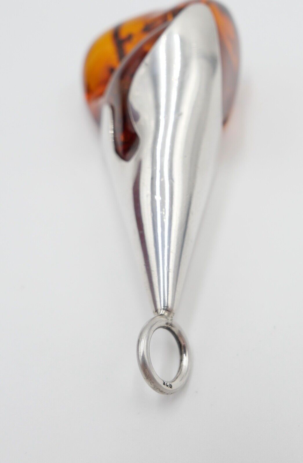 Alter großer Bernstein Anhänger 925 Silber Amber 10,3cm HANDGEFERTIGT