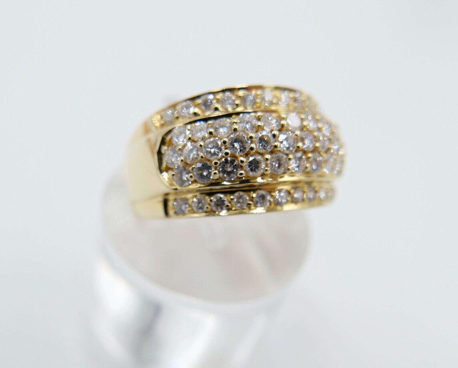 1,26 Ct Diamant Ring 585 14K Gelbgold mit 53 Brillanten besetz Gr. 55 aus 1990er